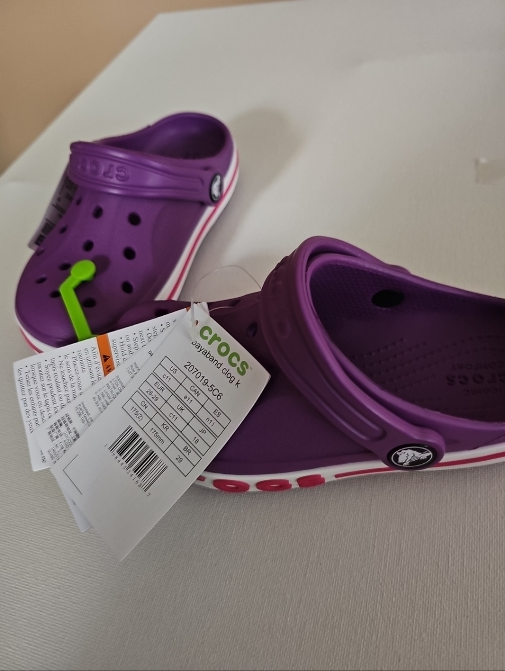 CROCS C11 Kids' Bayaband Clog in Bright Purple with Pink Accent